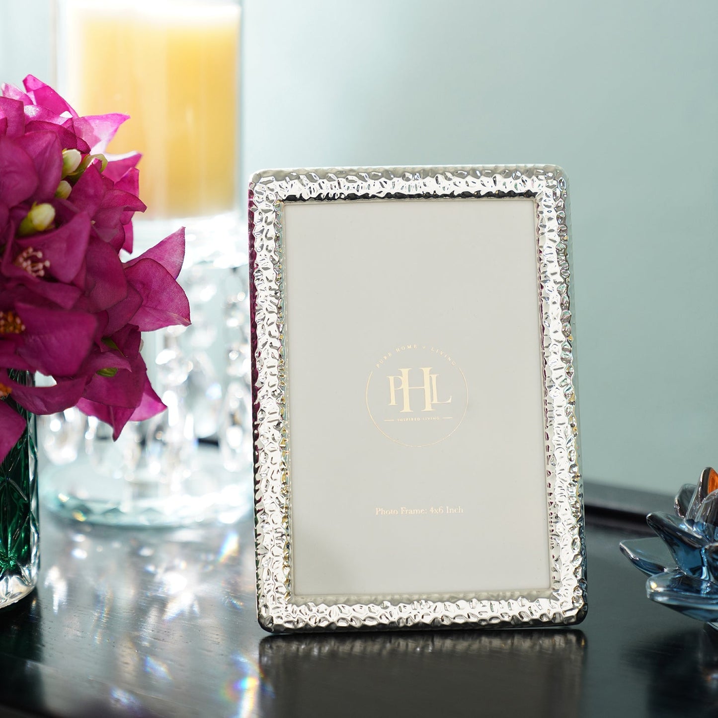 Silver Plated Hammered Metal Photo Frame - Small
