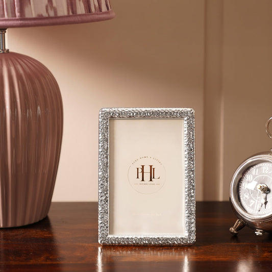 Silver Plated Hammered Metal Photo Frame - Small