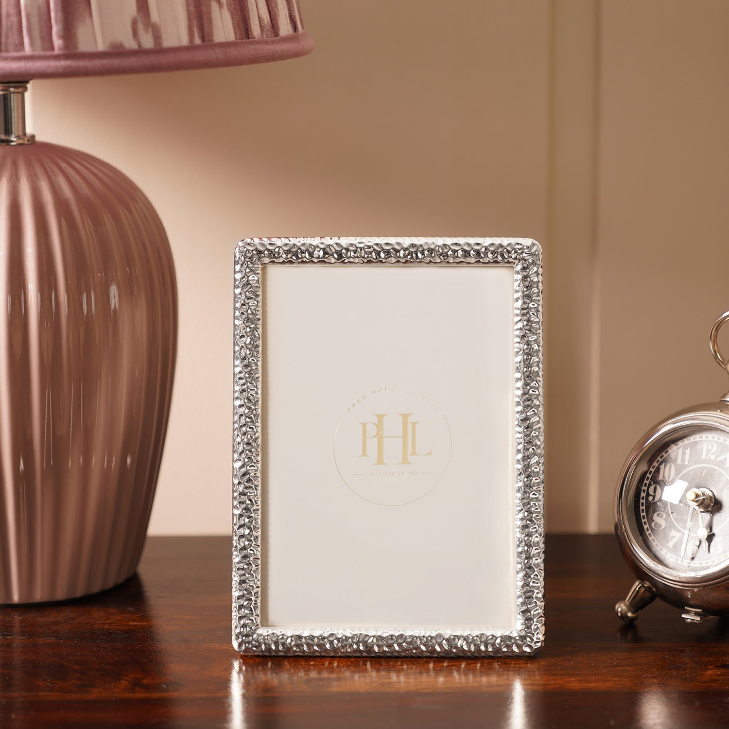 Silver Plated Hammered Metal Photo Frame - Medium