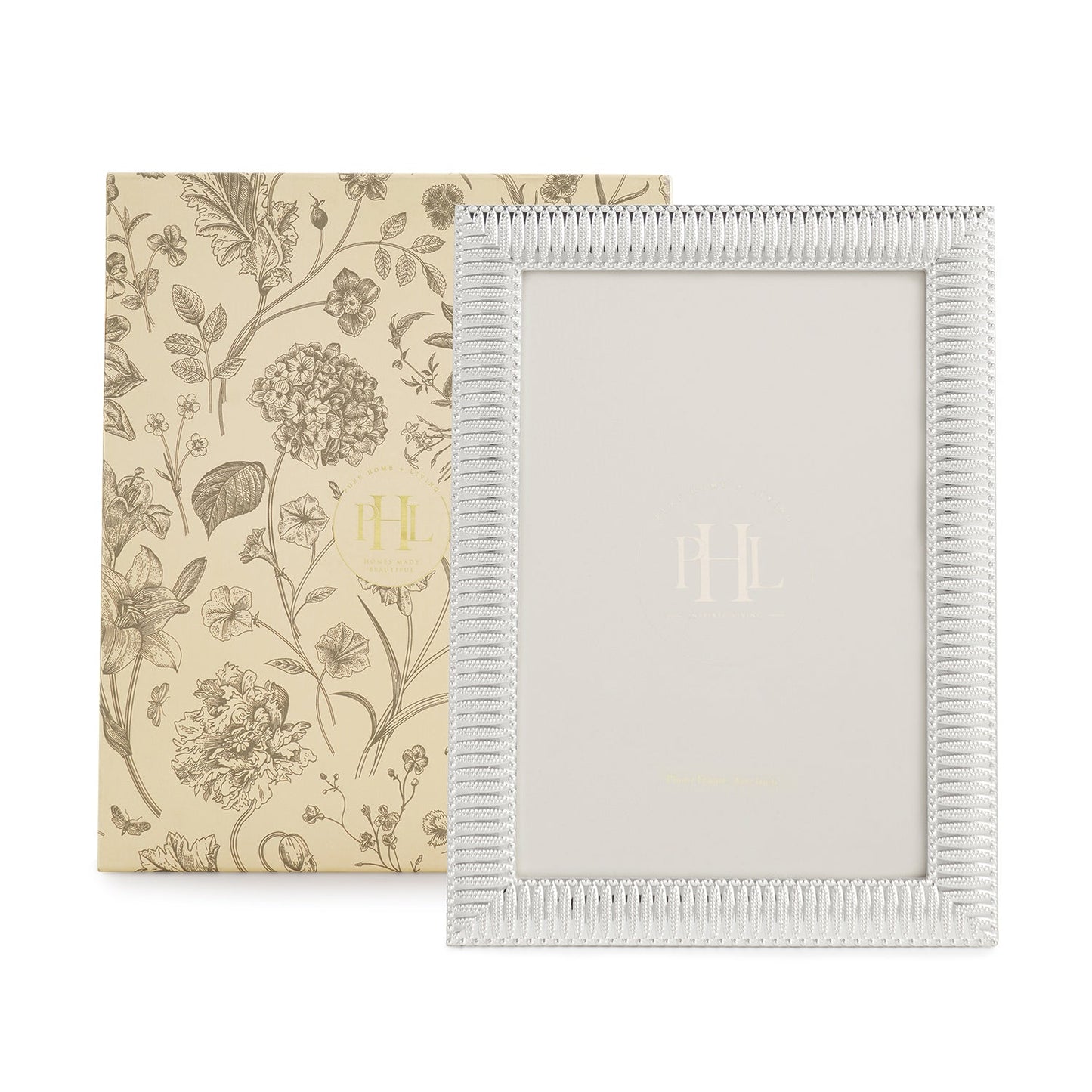 Silver Plated Ribbed Pattern Metal Photo Frame - Small