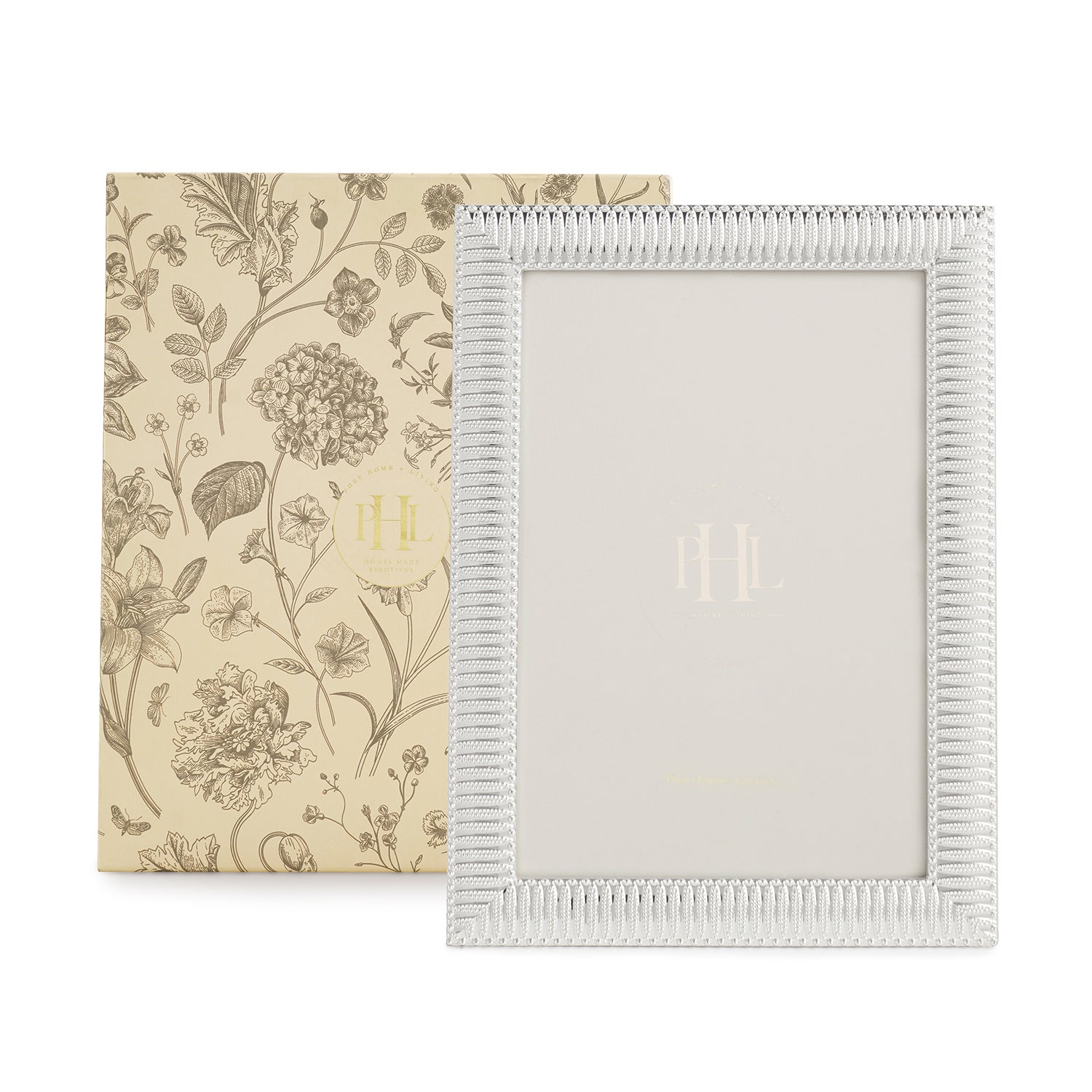 Silver Plated Ribbed Pattern Metal Photo Frame - Small