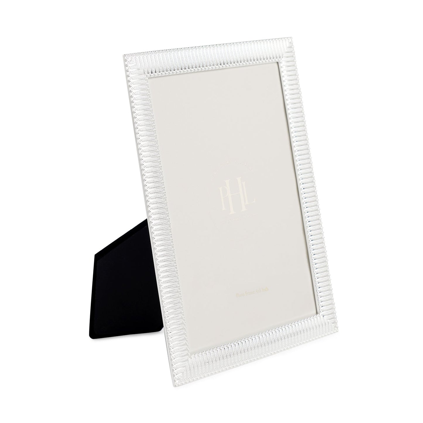 Silver Plated Ribbed Pattern Metal Photo Frame - Small