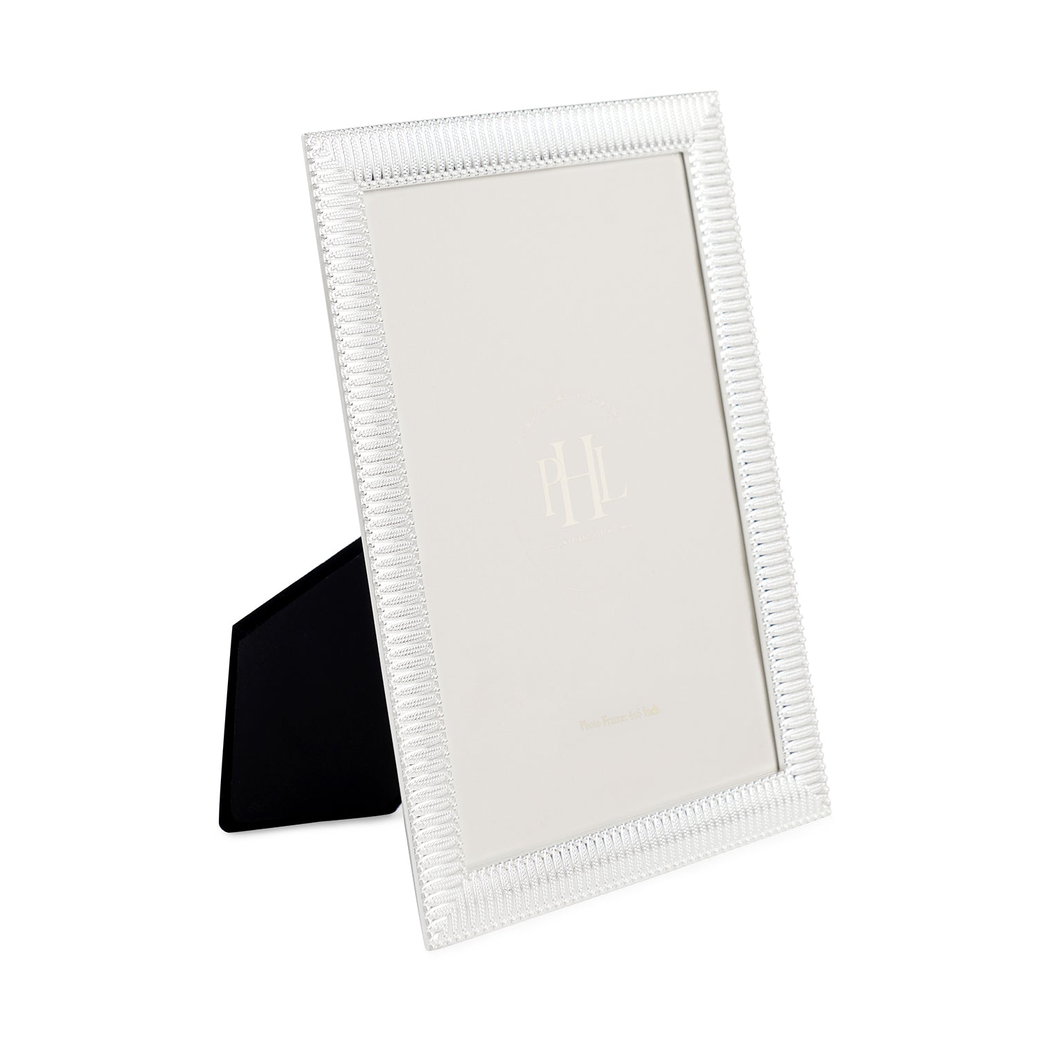 Silver Plated Ribbed Pattern Metal Photo Frame - Small