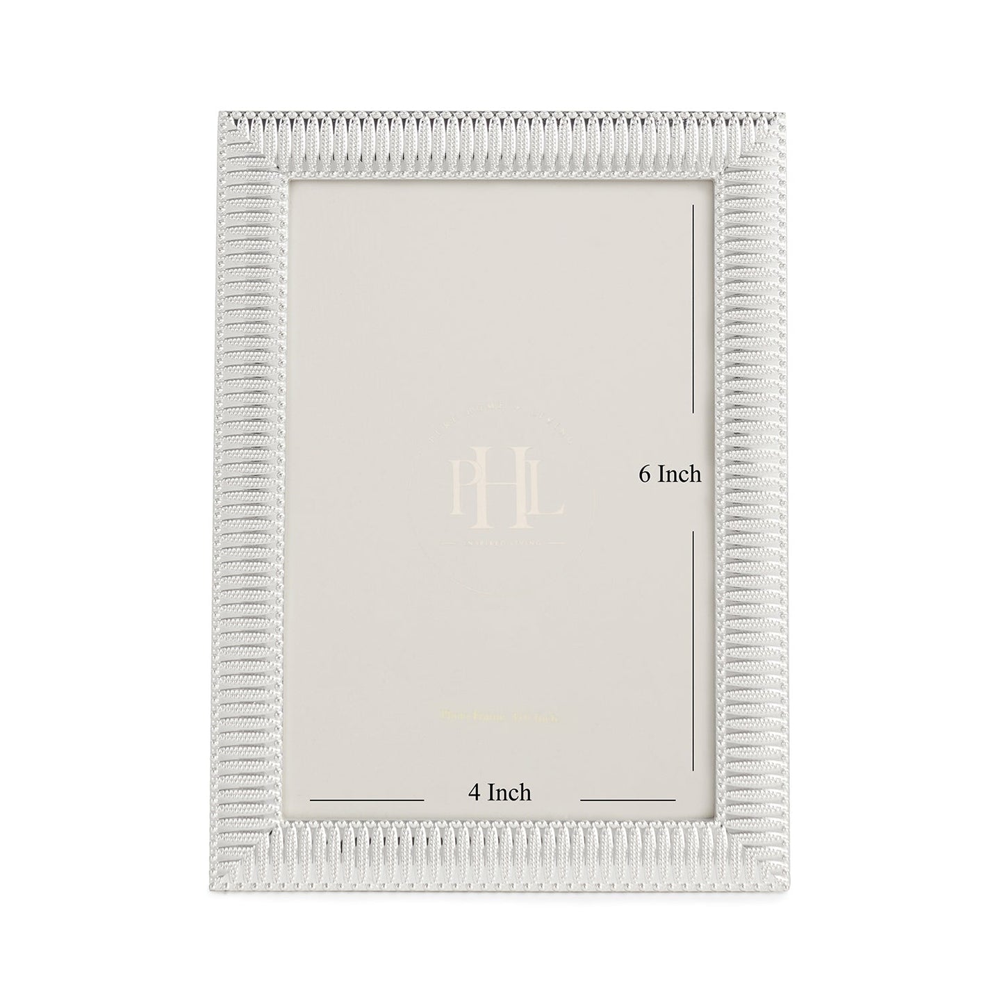 Silver Plated Ribbed Pattern Metal Photo Frame - Small