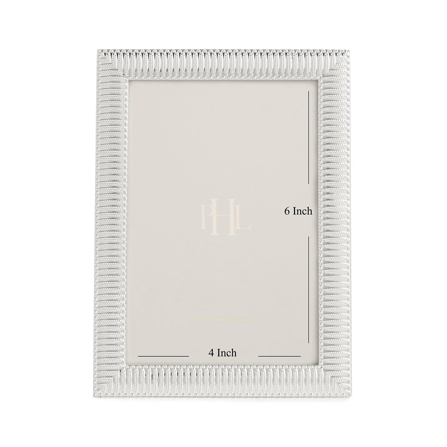 Silver Plated Ribbed Pattern Metal Photo Frame - Small