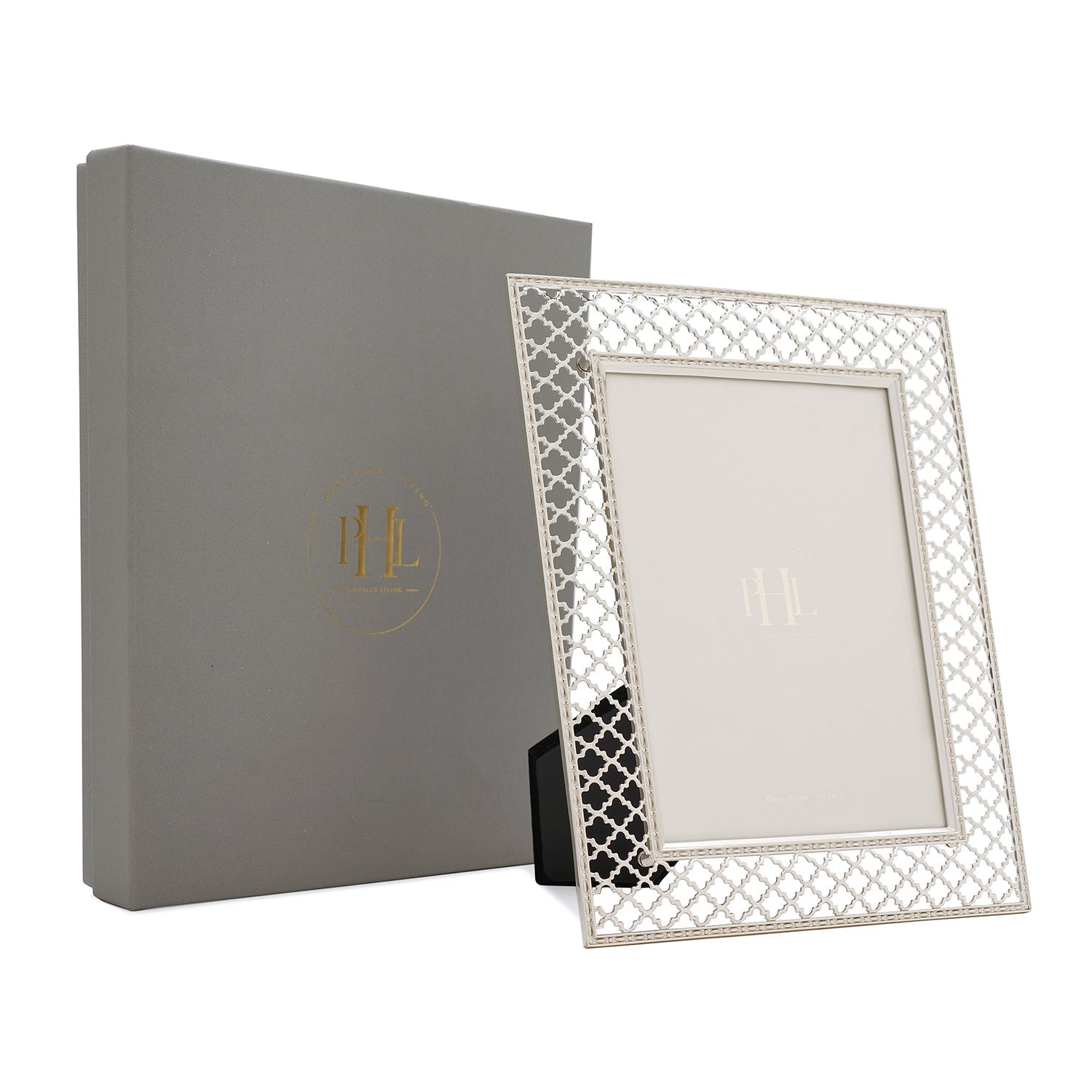 Silver Plated Trellis Design Metal Photo Frame - Large
