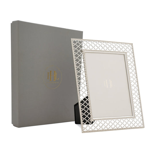 Silver Plated Trellis Design Metal Photo Frame - Large