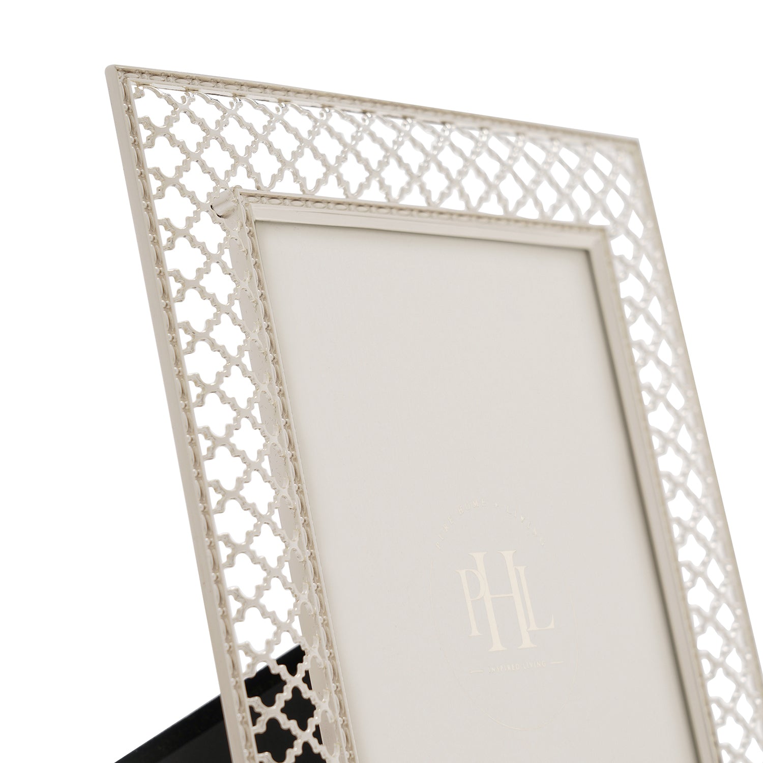 Silver Plated Trellis Design Metal Photo Frame - Large