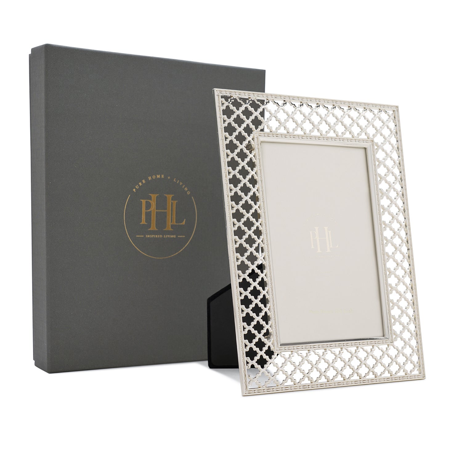 Silver Plated Trellis Design Metal Photo Frame