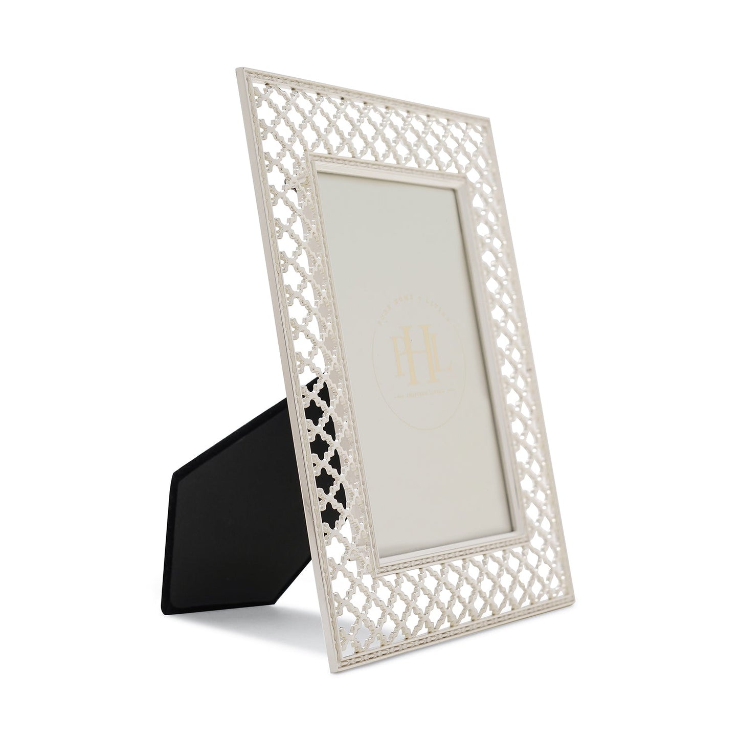 Silver Plated Trellis Design Metal Photo Frame