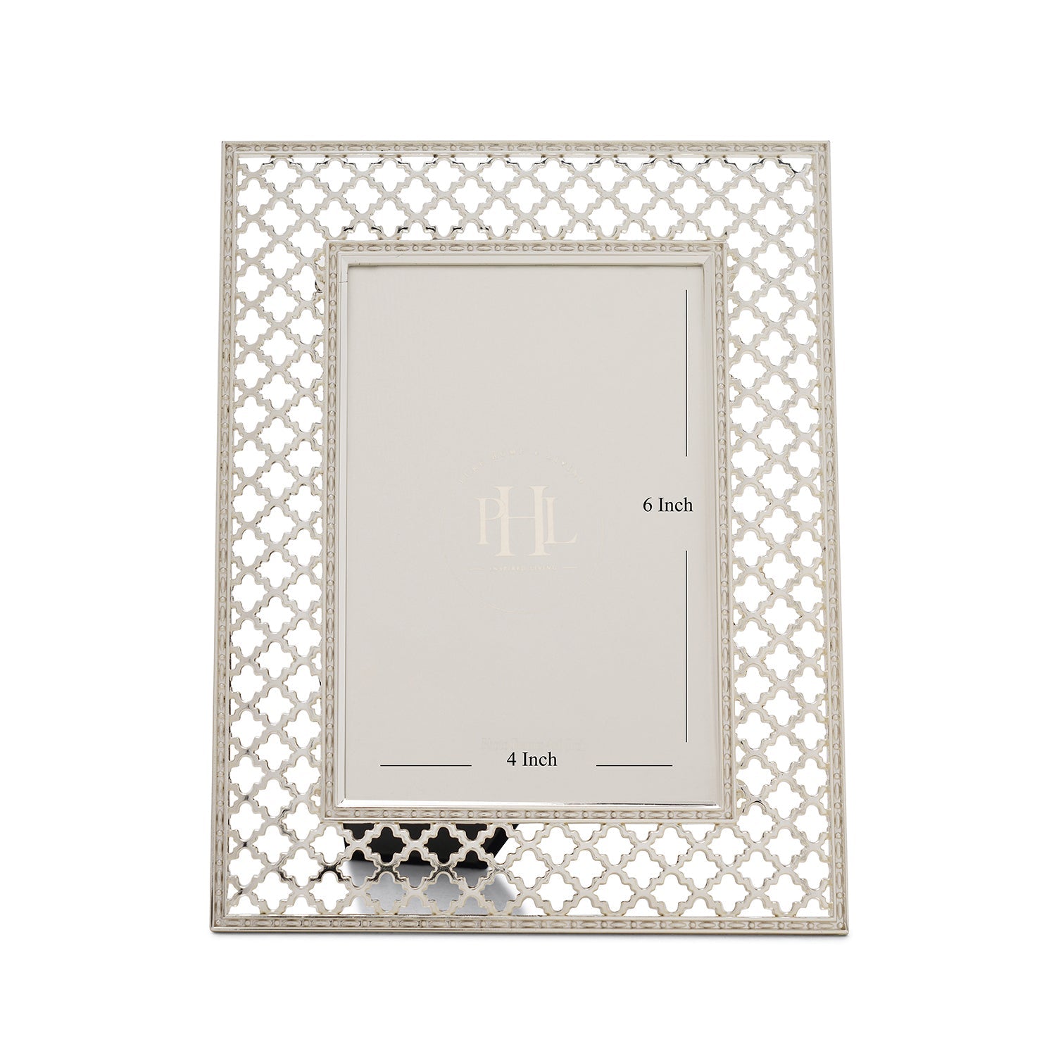 Silver Plated Trellis Design Metal Photo Frame