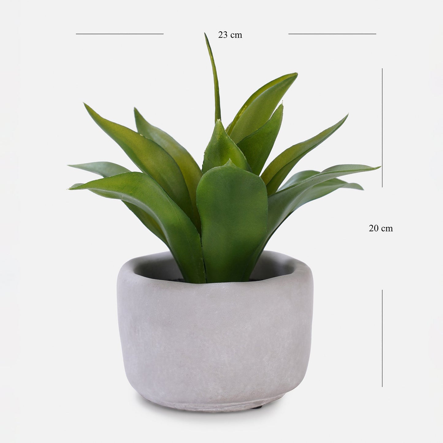 Green Artificial Agave Plant with Cement Pot