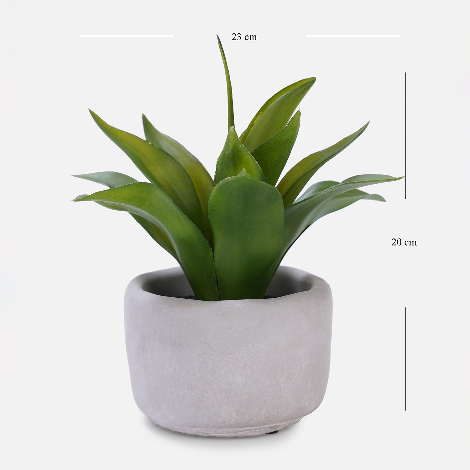 Green Artificial Agave Plant with Cement Pot