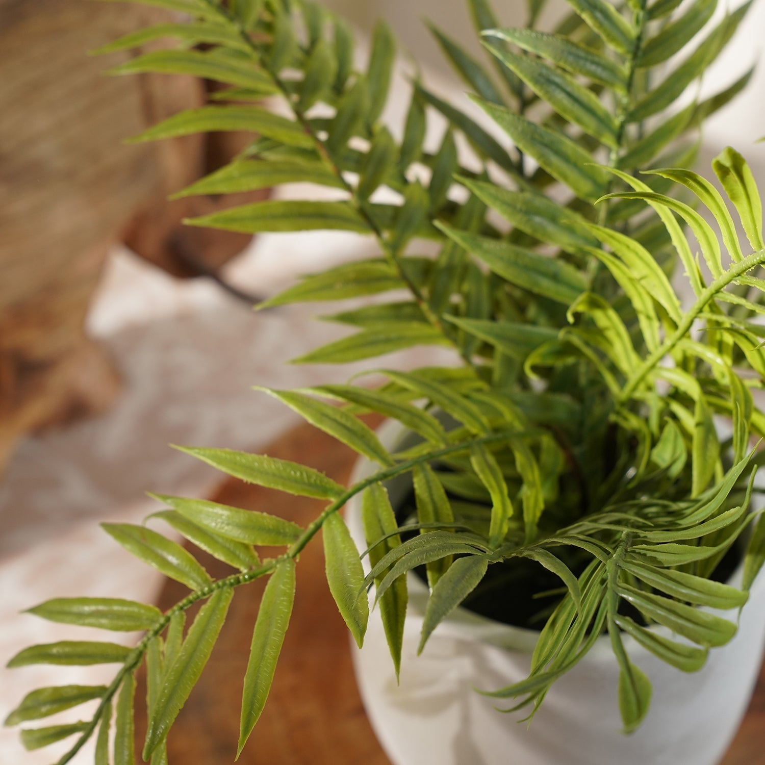 Green Faux Boston Fern With Cement Pot