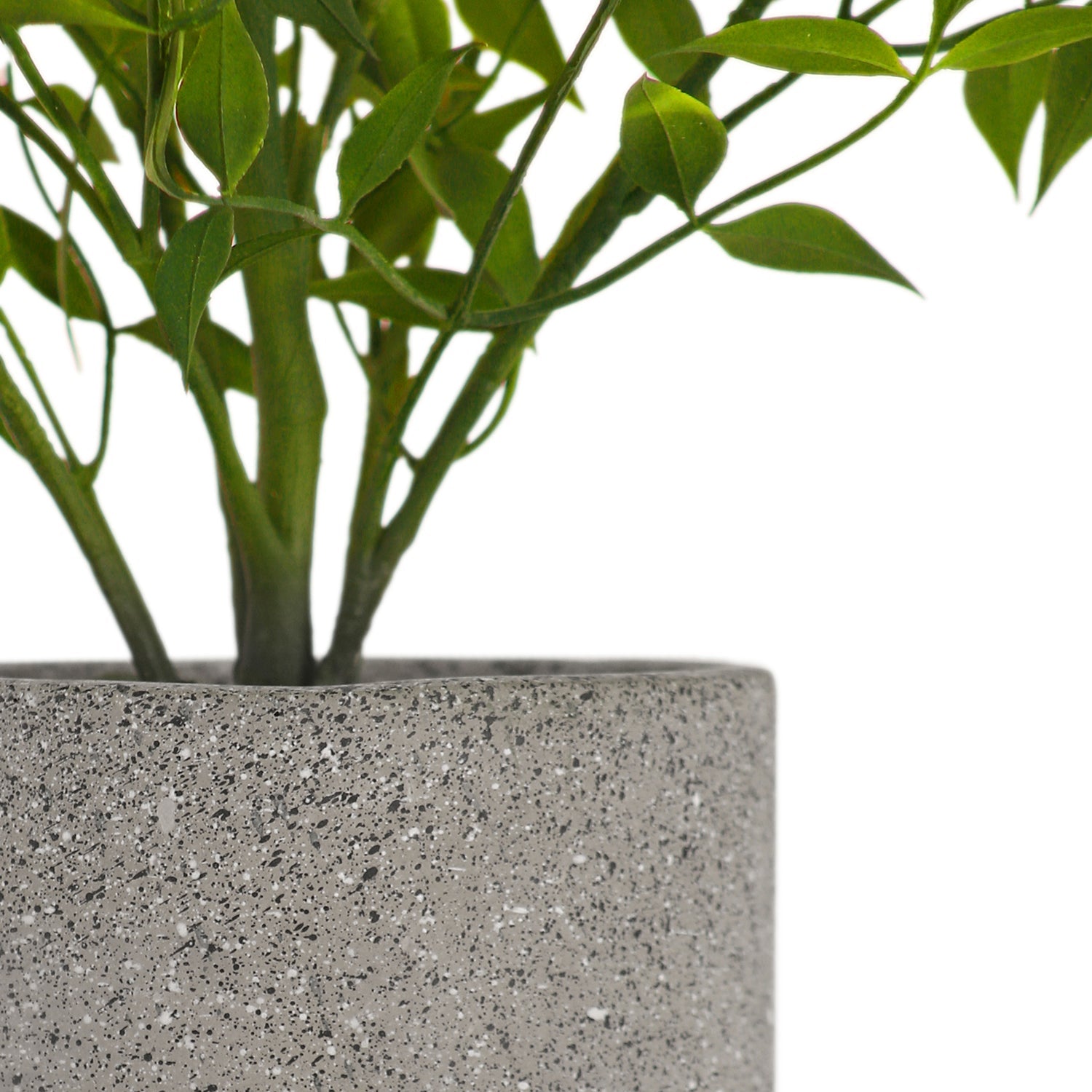 Green Faux Plant With Cement Pot