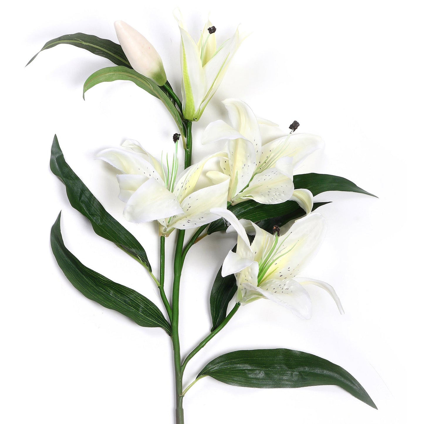 White Lily Faux Flower Stem Single