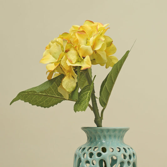 Yellow Hydrangea Faux Flower Stem Single