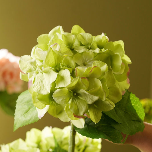 Green Hydrangea Artificial Flower Stem - Single