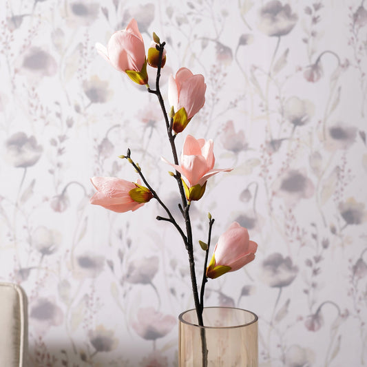 Pink Magnolia Faux Flower Stem - Single