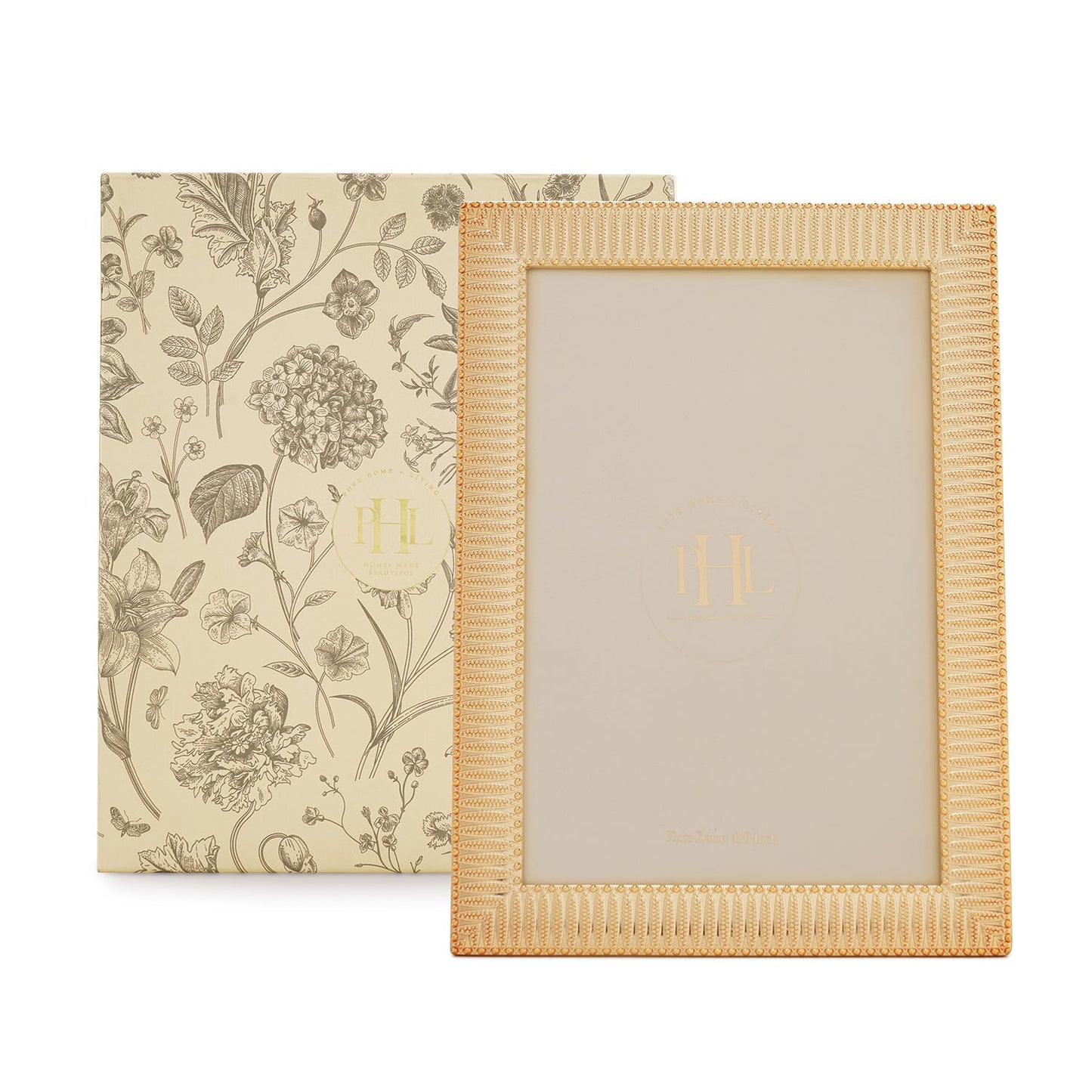 Gold Plated Ribbed Pattern Metal Photo Frame - Small