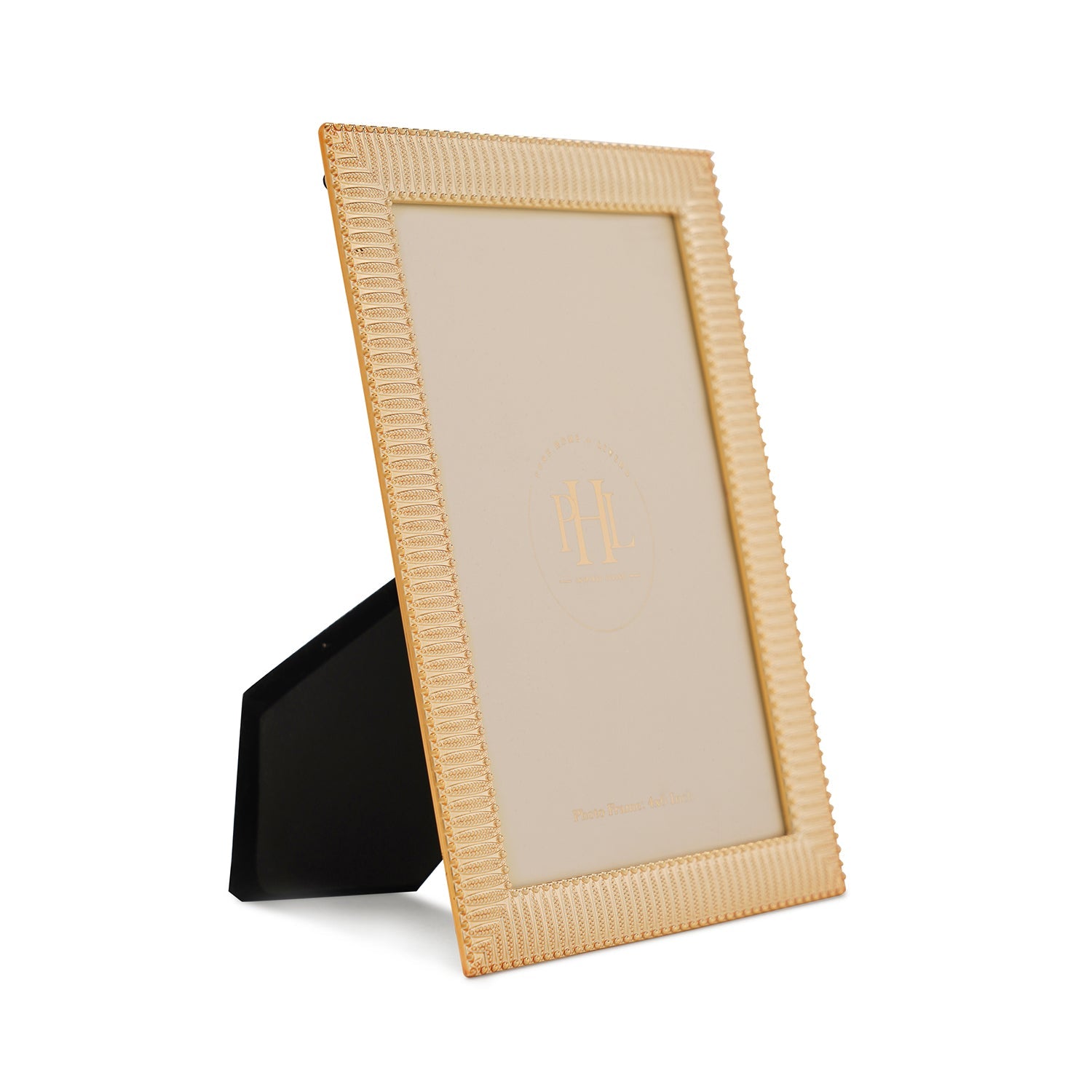 Gold Plated Ribbed Pattern Metal Photo Frame - Small