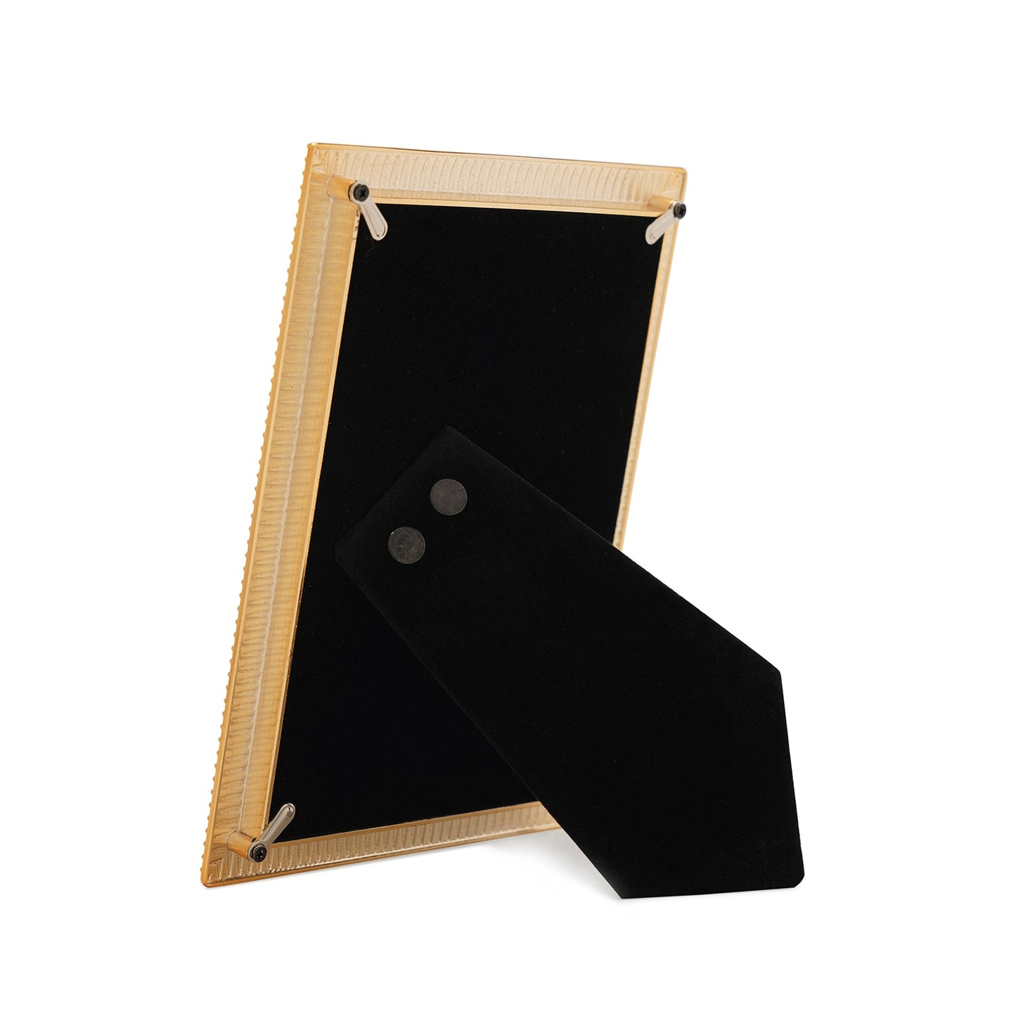 Gold Plated Ribbed Pattern Metal Photo Frame - Small