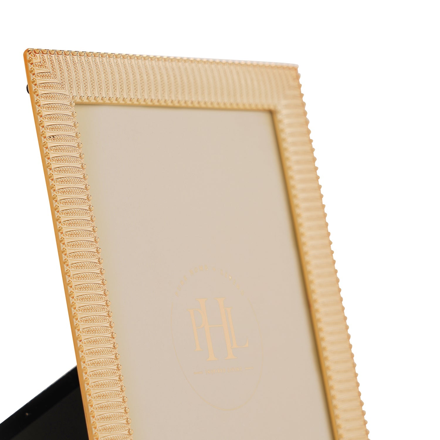 Gold Plated Ribbed Pattern Metal Photo Frame - Small