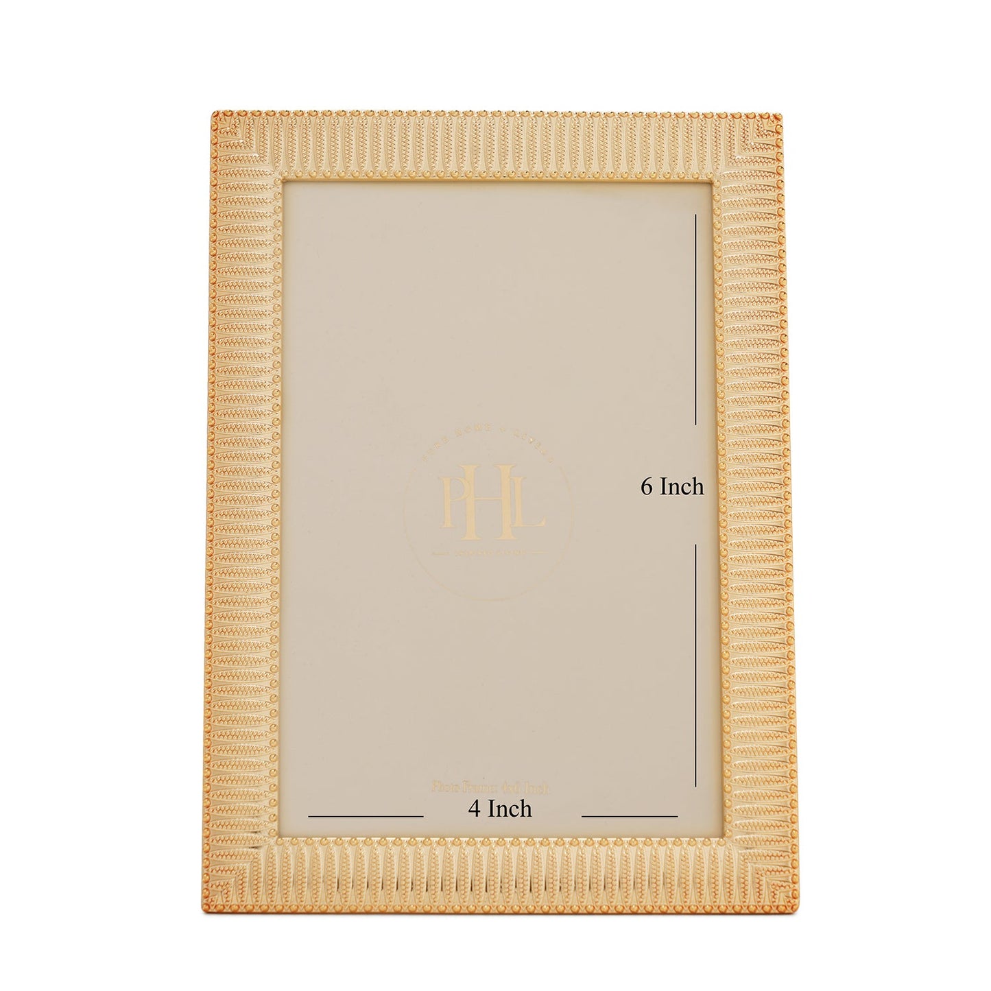 Gold Plated Ribbed Pattern Metal Photo Frame - Small