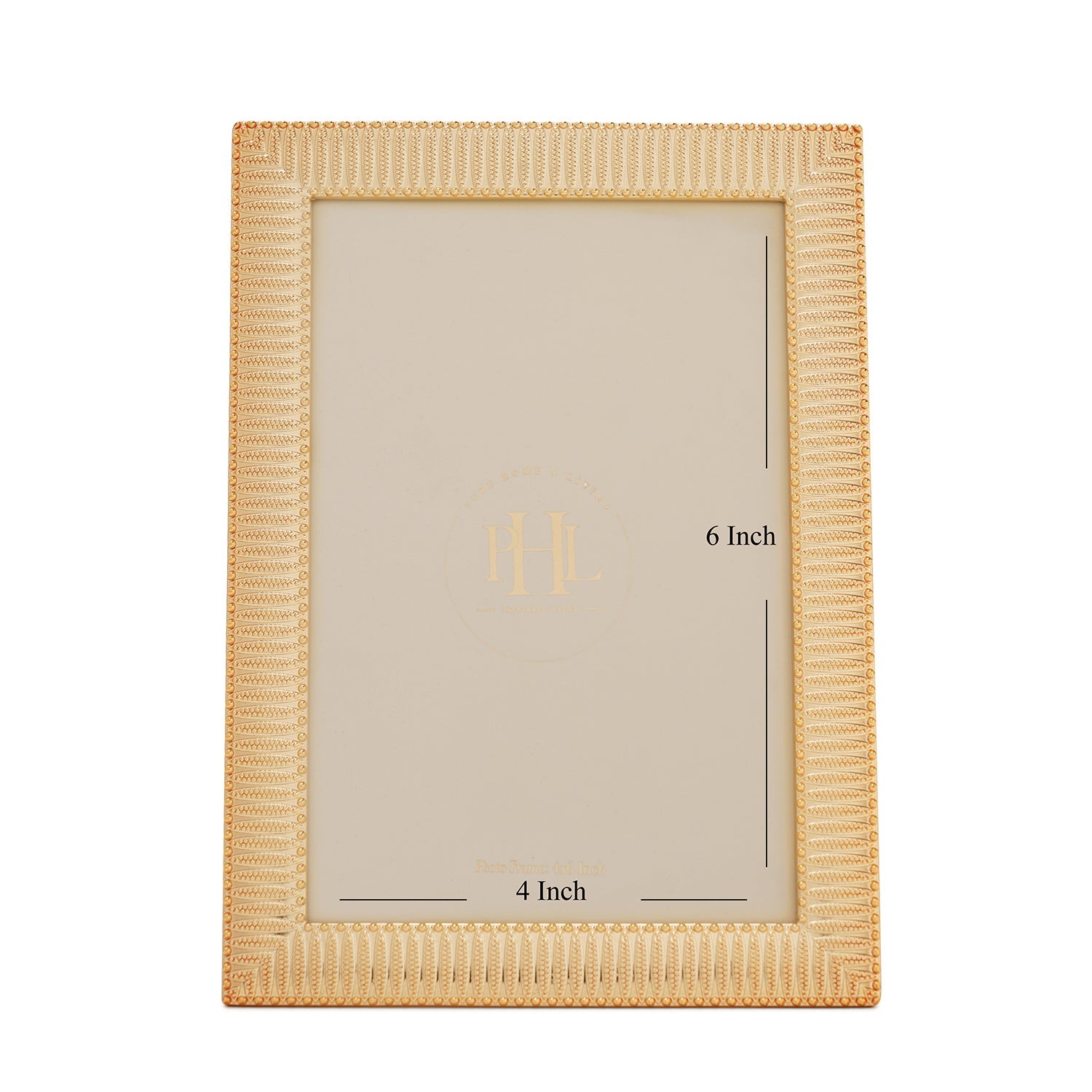 Gold Plated Ribbed Pattern Metal Photo Frame - Small