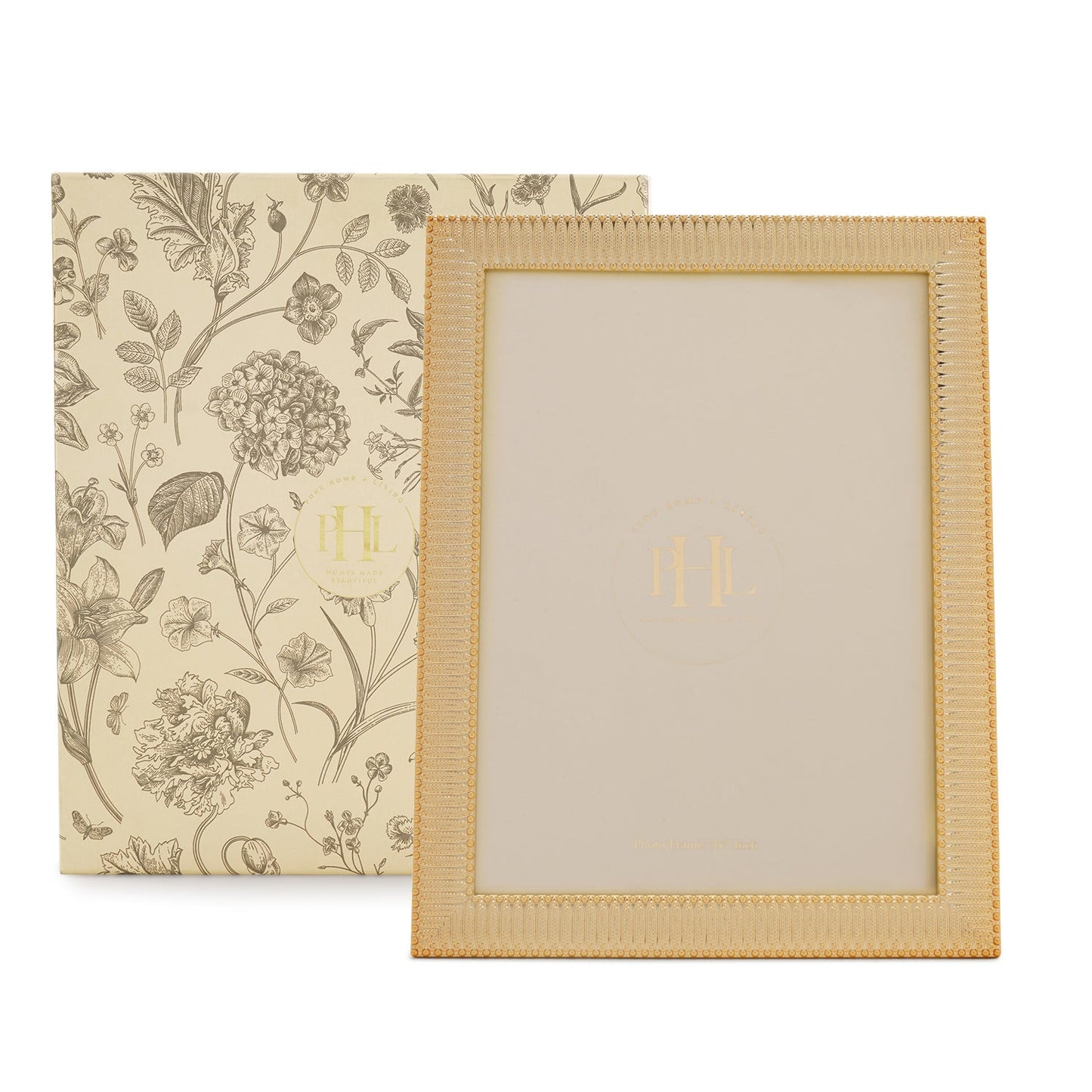 Gold Plated Ribbed Pattern Metal Photo Frame - Medium