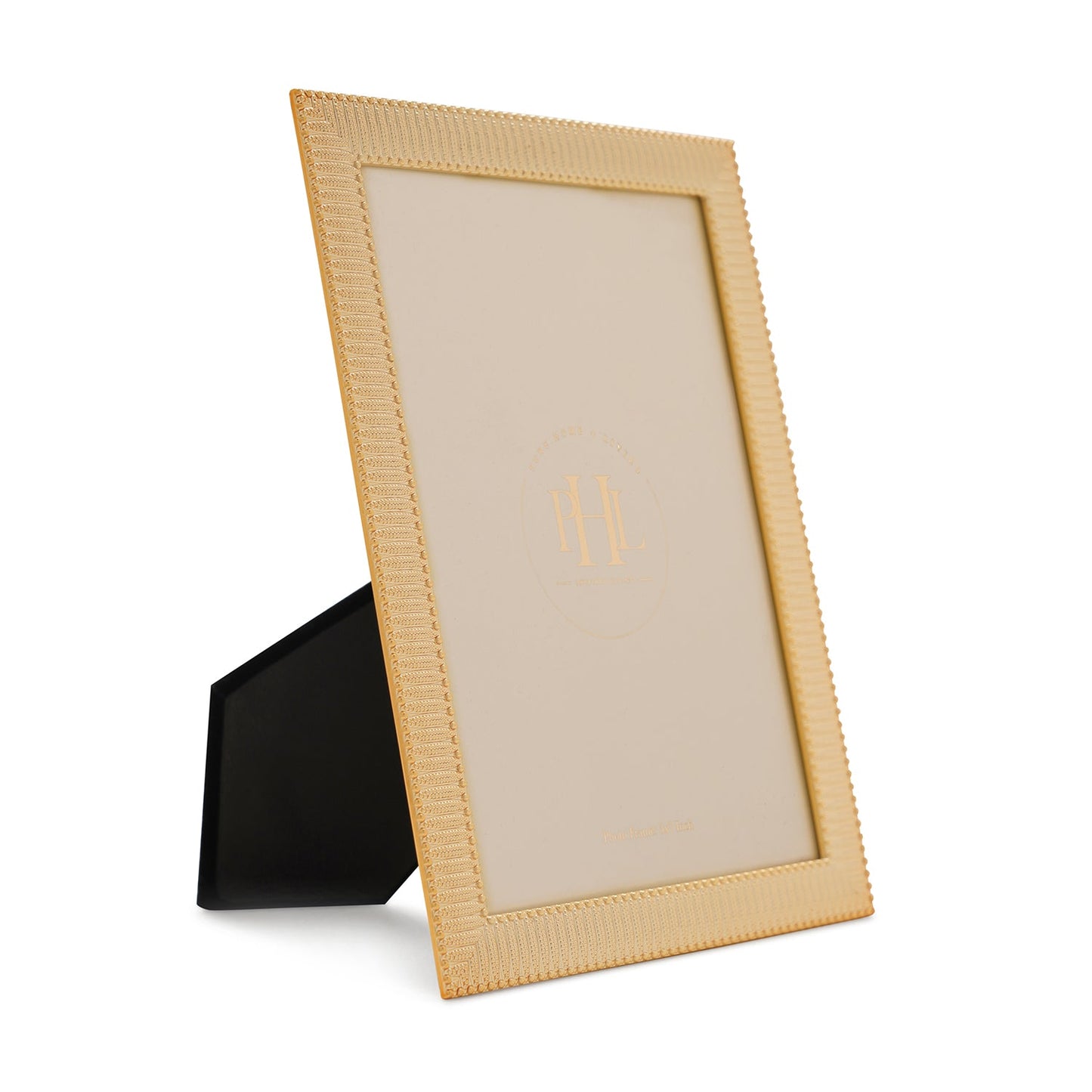 Gold Plated Ribbed Pattern Metal Photo Frame - Medium