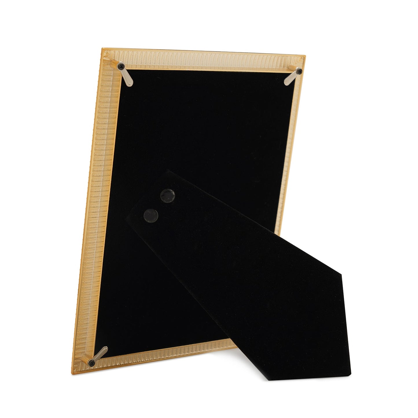 Gold Plated Ribbed Pattern Metal Photo Frame - Medium