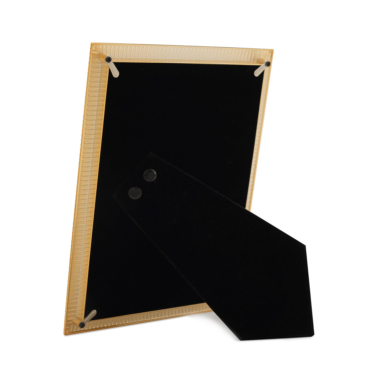 Gold Plated Ribbed Pattern Metal Photo Frame - Medium
