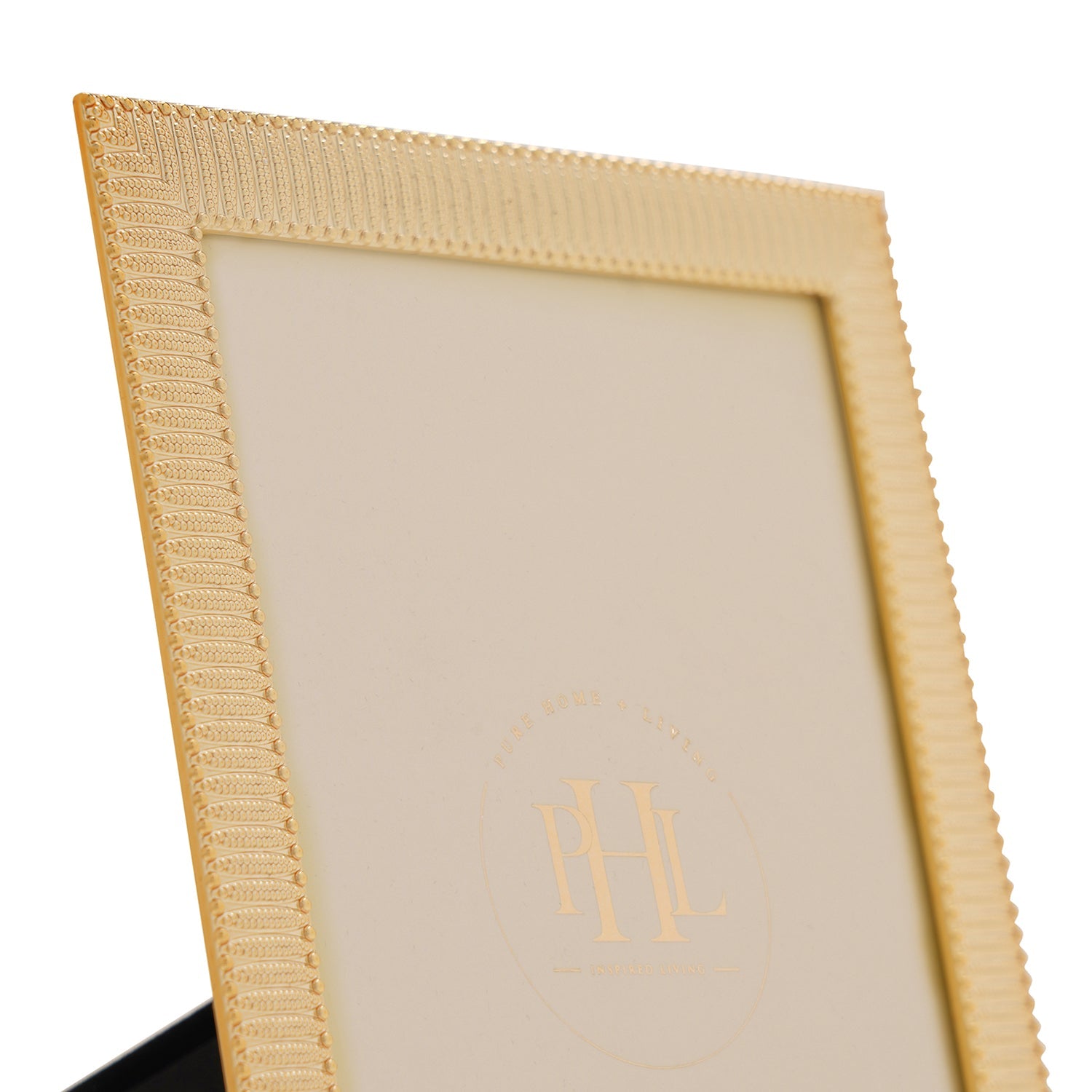 Gold Plated Ribbed Pattern Metal Photo Frame - Medium