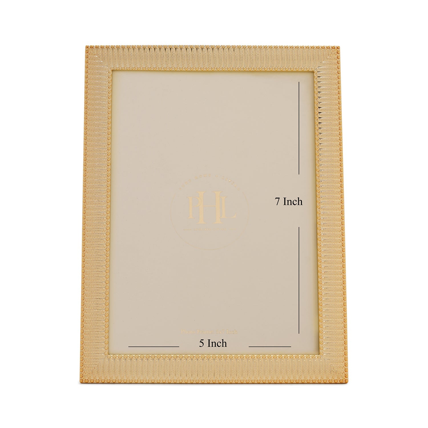 Gold Plated Ribbed Pattern Metal Photo Frame - Medium