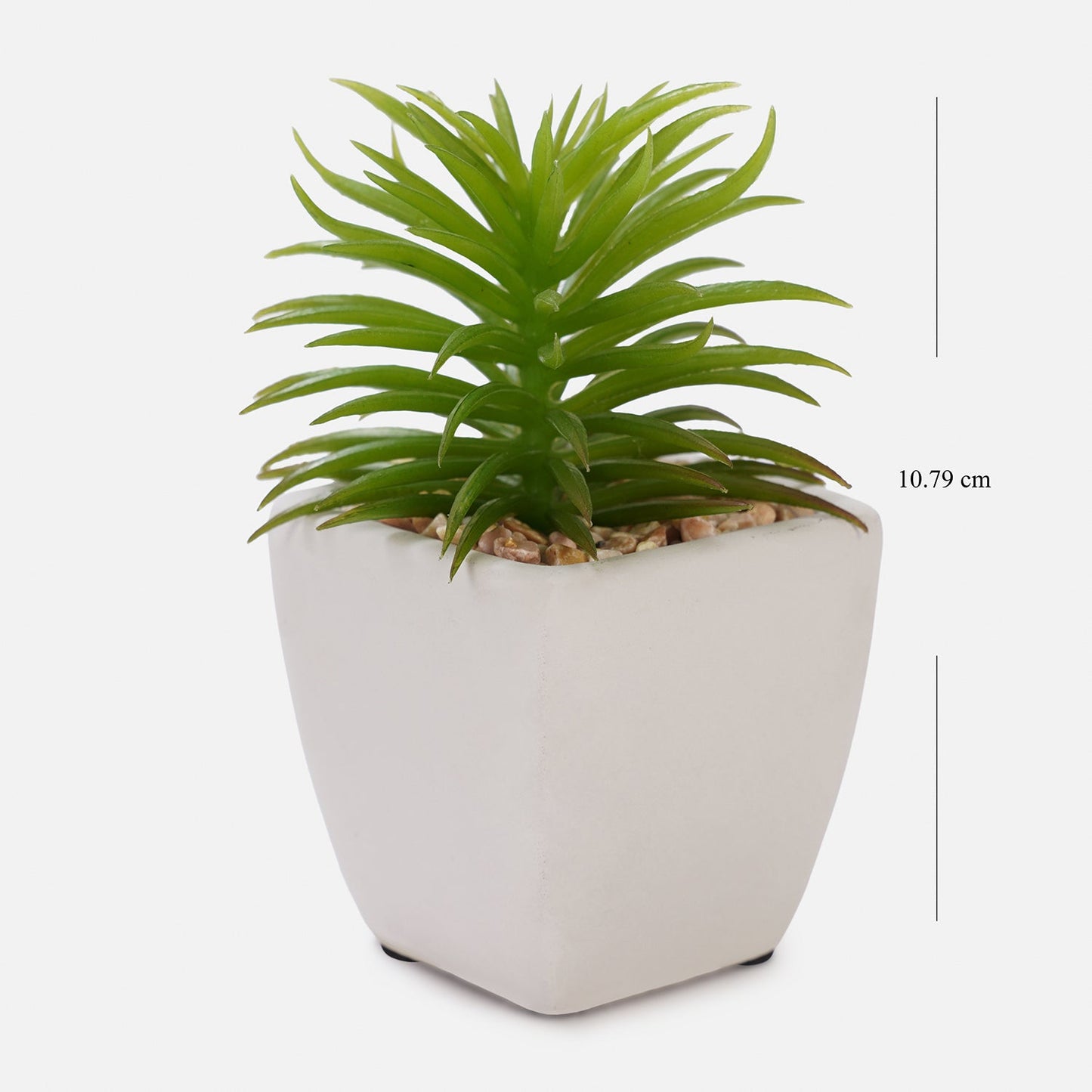 Green Artificial Cactus Succulent Plant in Cement Pot