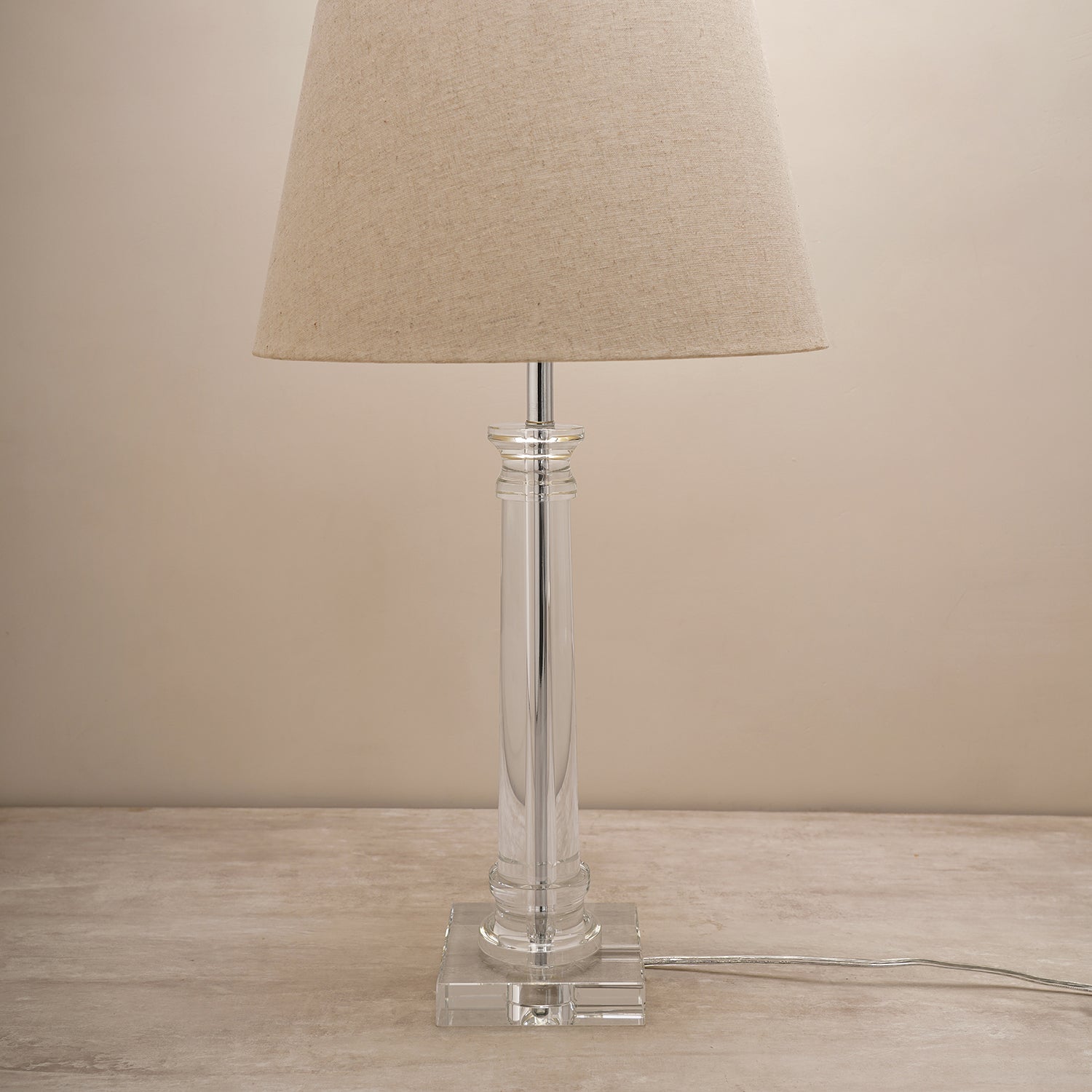 Clear Linear Crystal Table Lamp - Large (without shade)