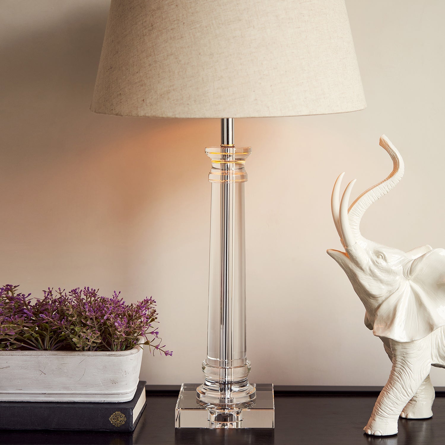Clear Linear Crystal Table Lamp - Large (without shade)