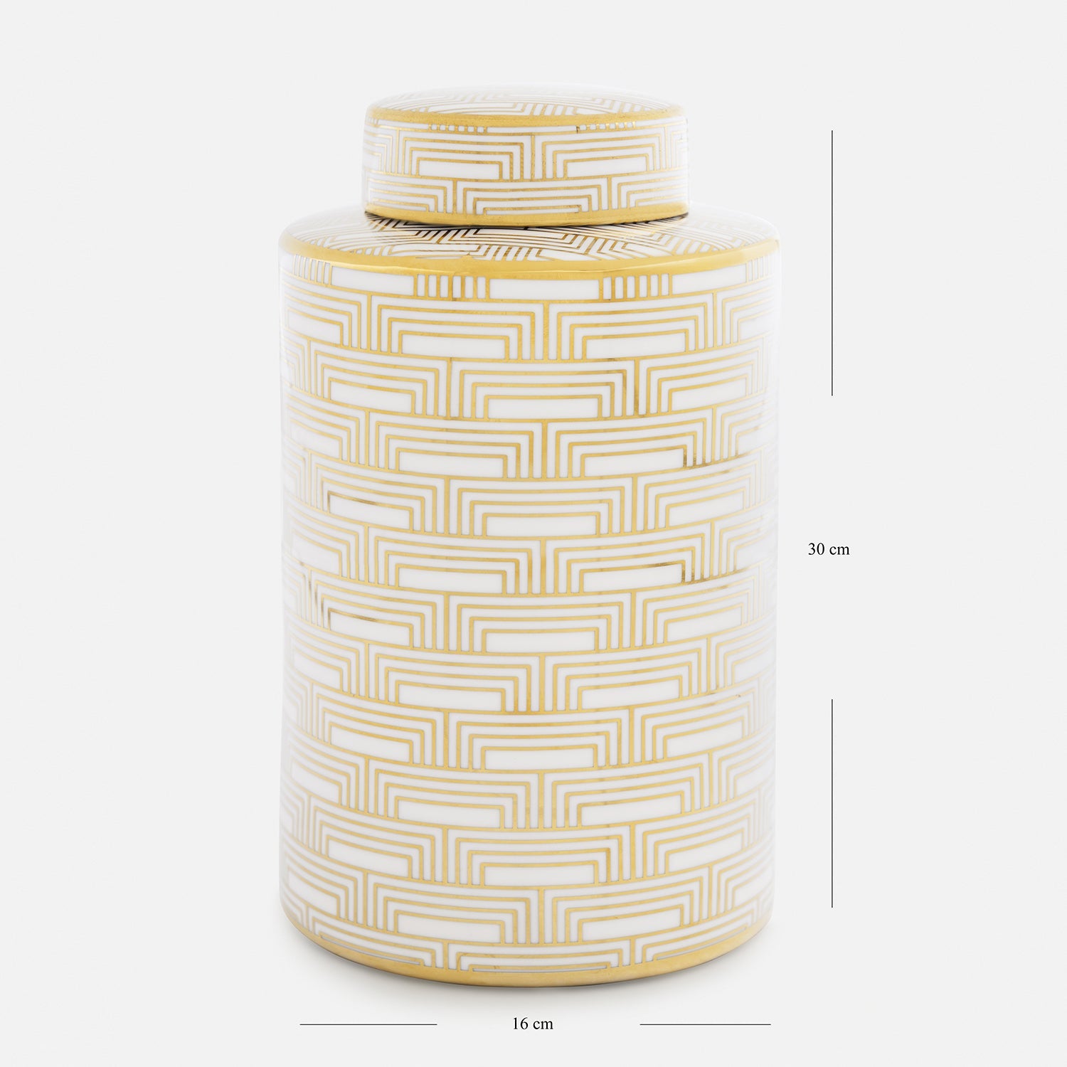 Ivory and Gold Geometric Pattern Canister