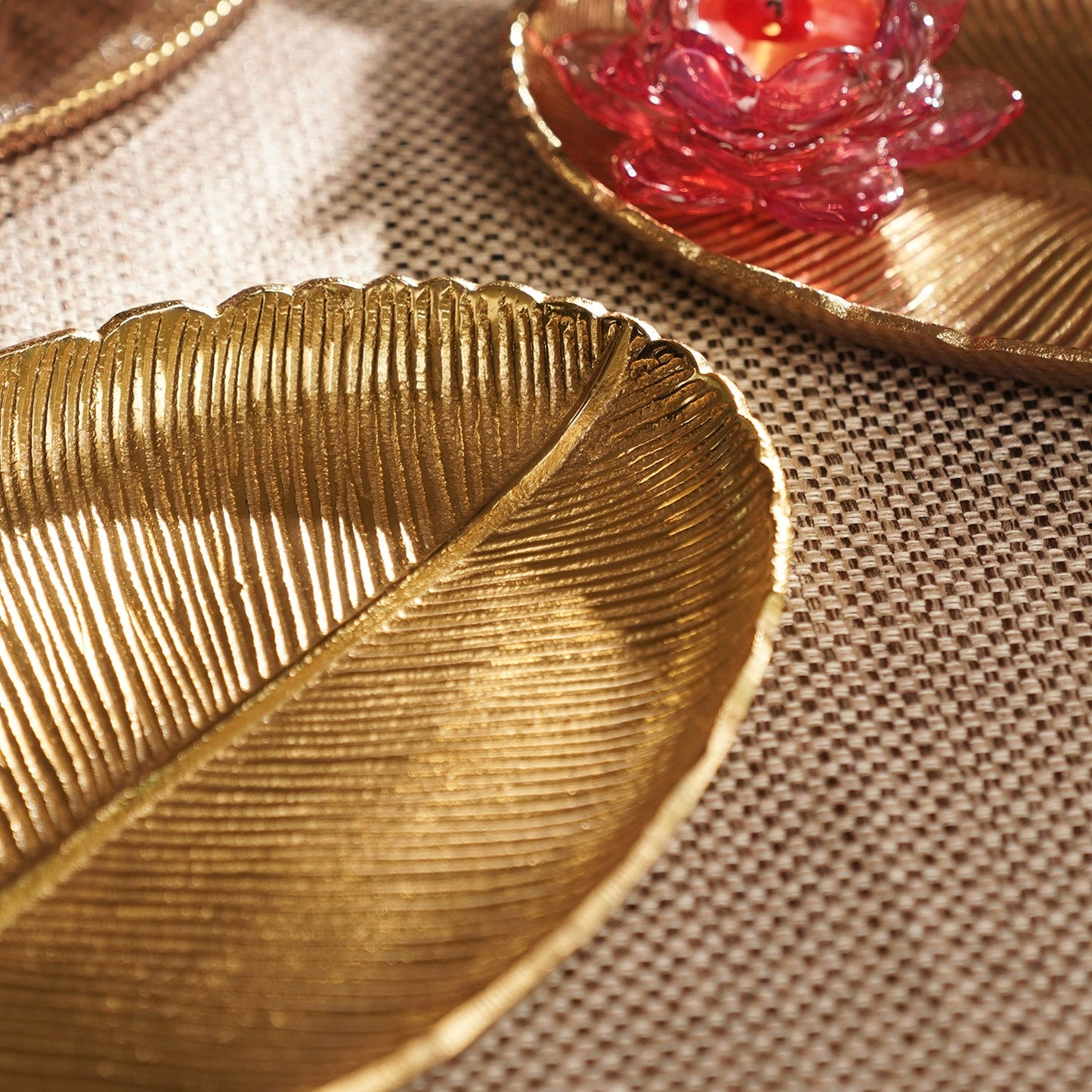 Gold Florence Leaf Shaped Platter - Large