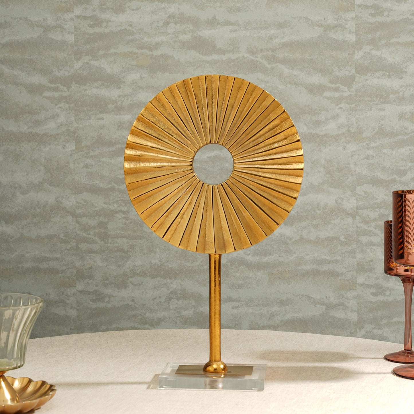 Large Gold Lotus Leaf Stand