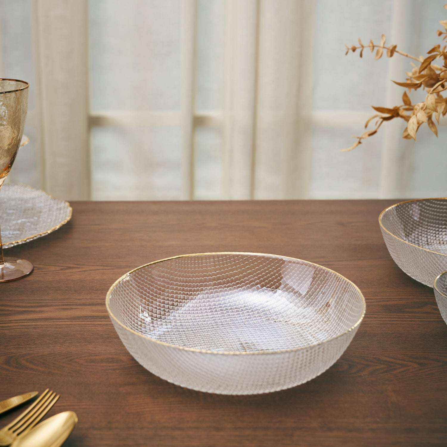 Clear Fizz Textured Glass Serving Bowl