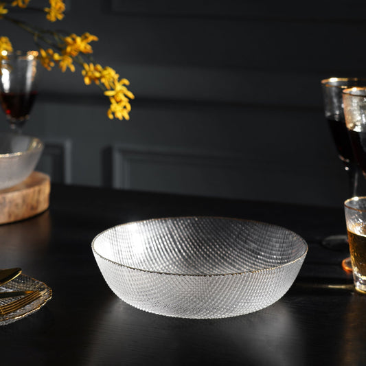 Clear Fizz Textured Glass Serving Bowl
