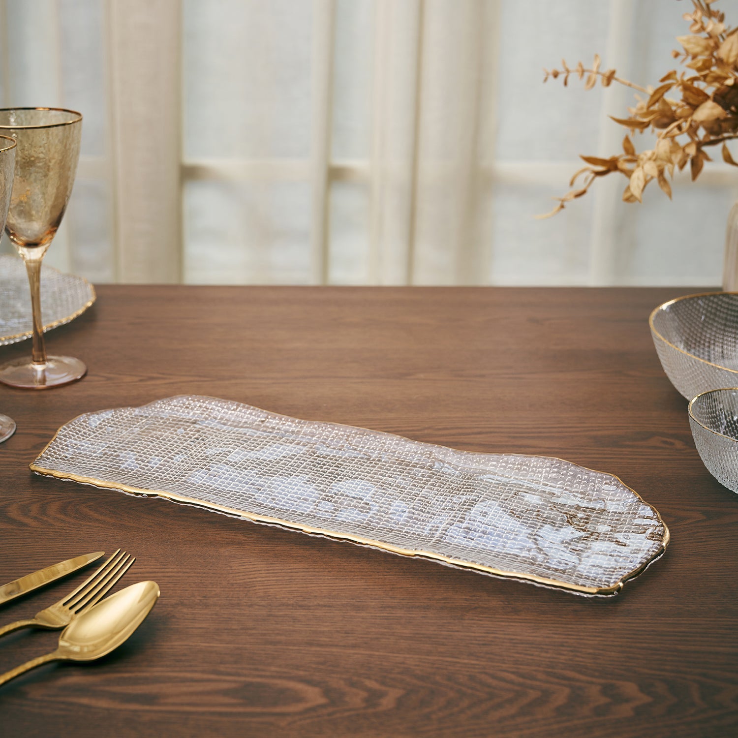 Clear Fizz Textured Glass Rectangular Tray