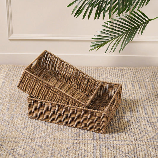 Set of 2: Big Natural Heather Wicker Baskets