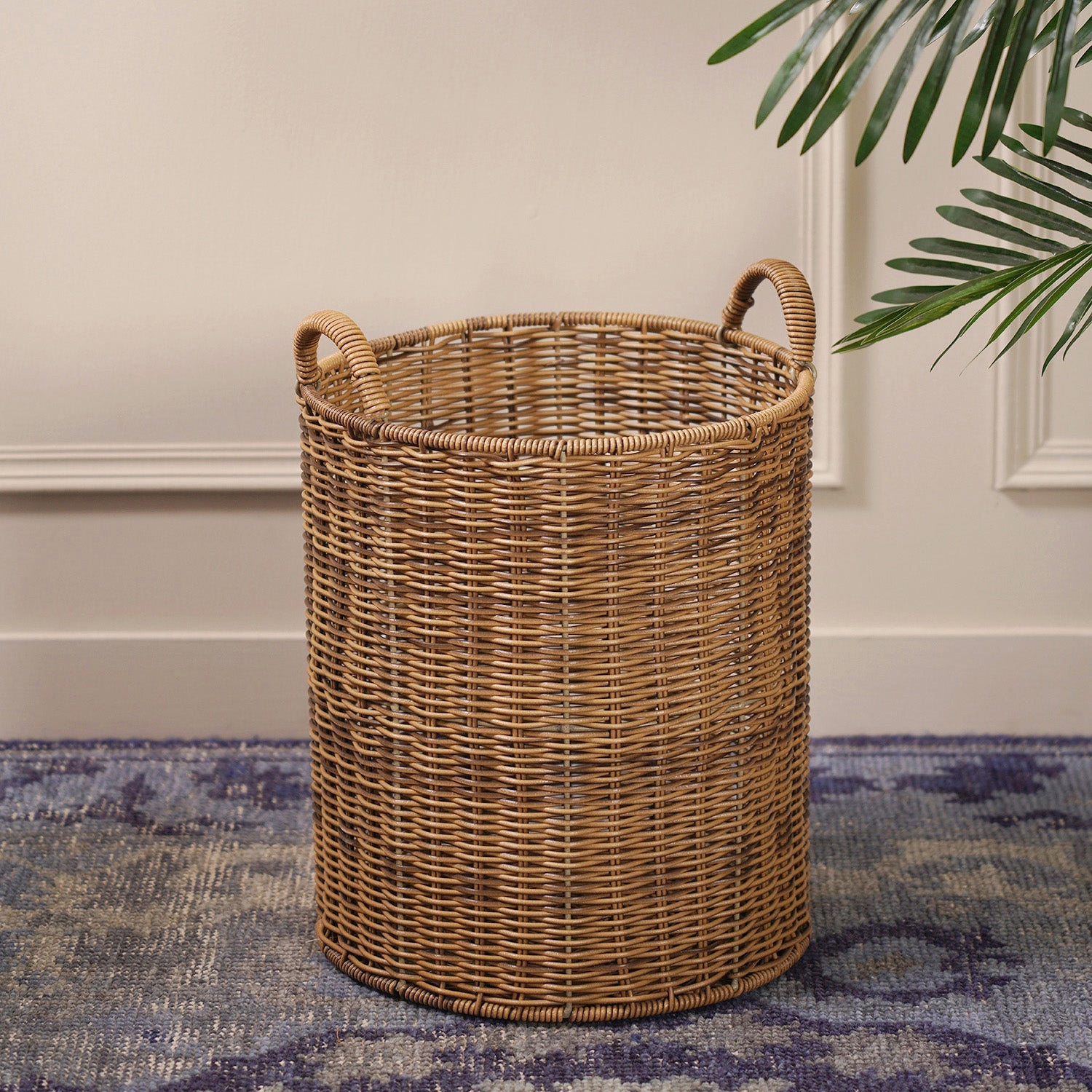 Natural Round Heather Wicker Bin