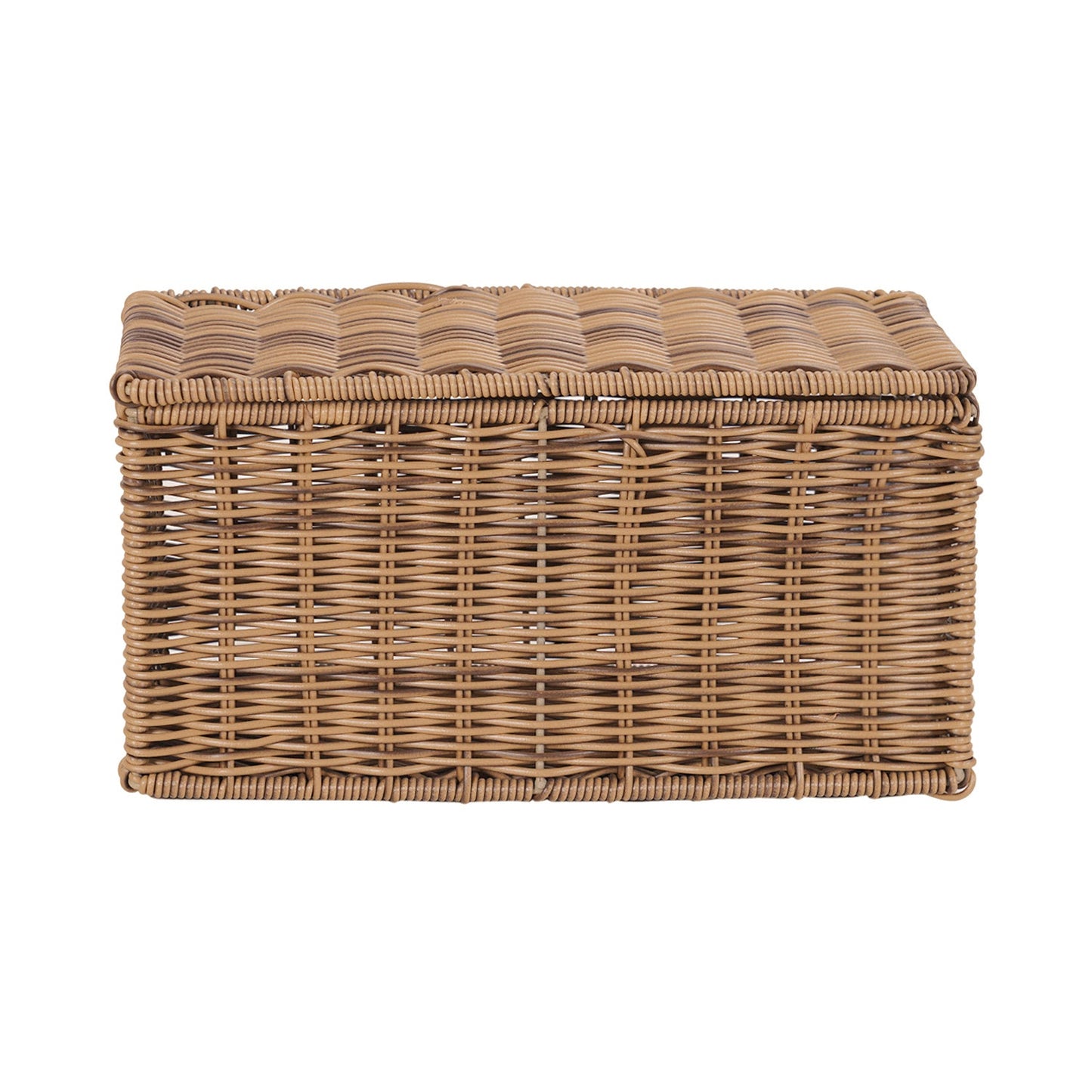 Light Brown Resin Wicker Tissue Roll Holder with Lid