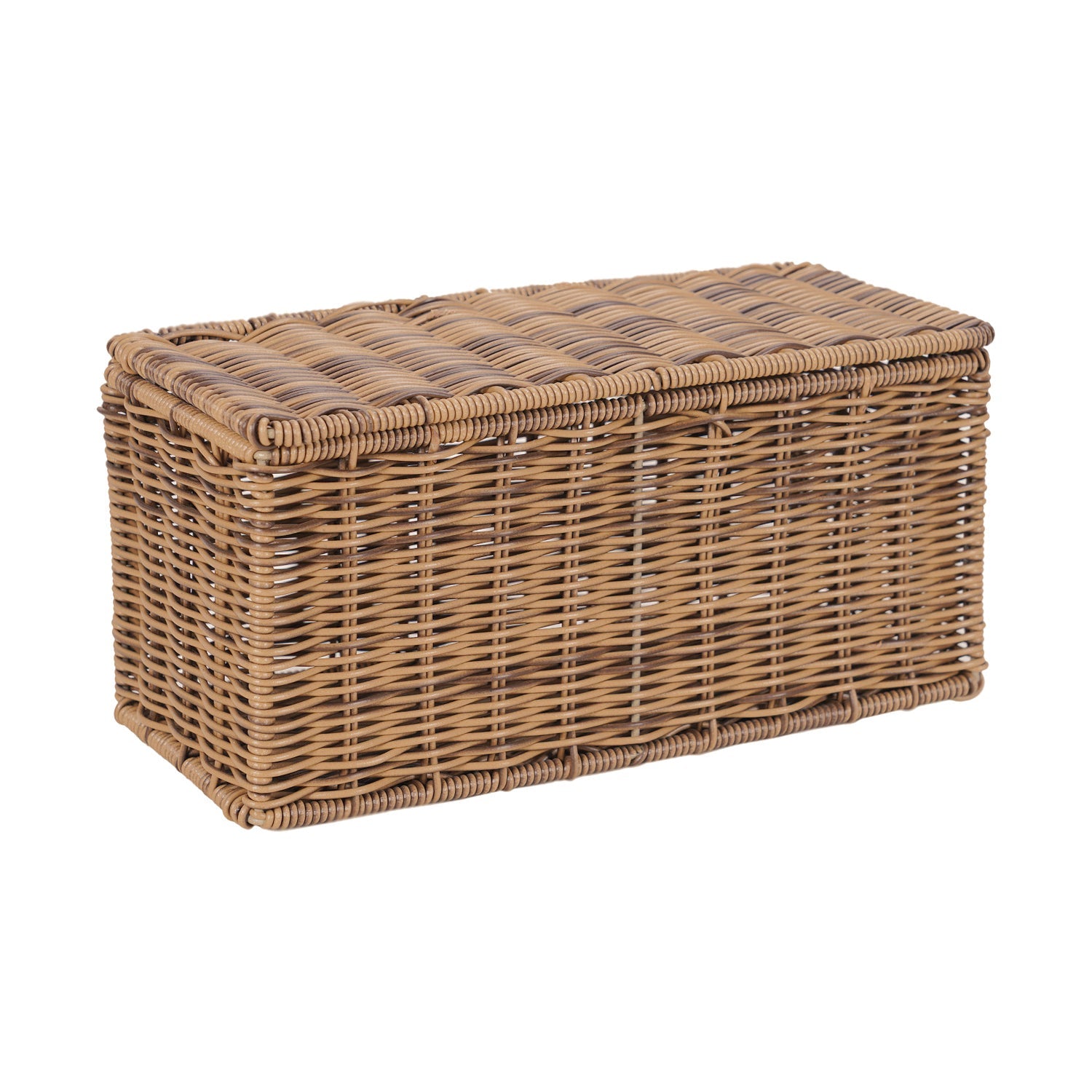 Light Brown Resin Wicker Tissue Roll Holder with Lid