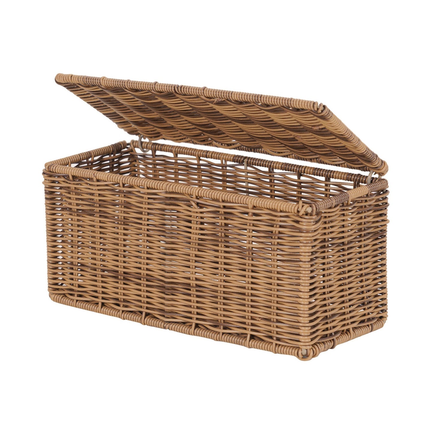 Light Brown Resin Wicker Tissue Roll Holder with Lid