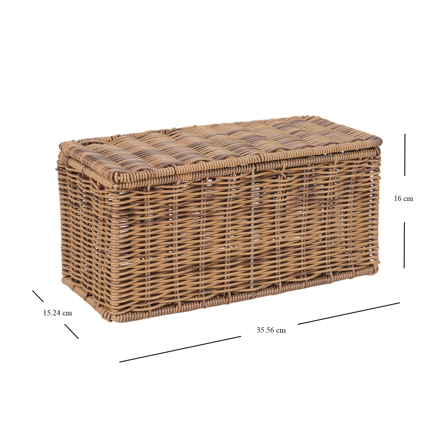 Light Brown Resin Wicker Tissue Roll Holder with Lid